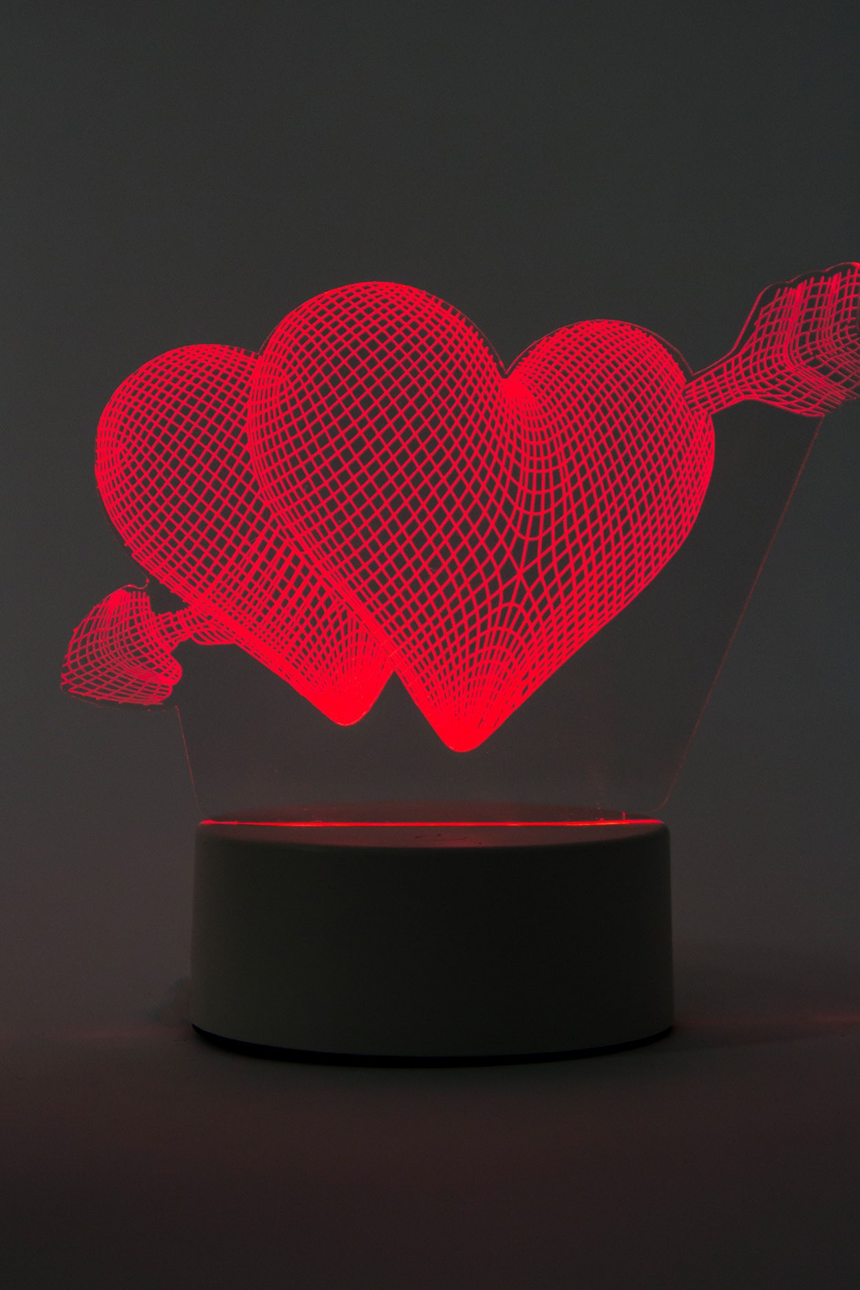 3D светодиодная лампа Сердце со стрелой 3 цвета в Санкт-Петербурге
