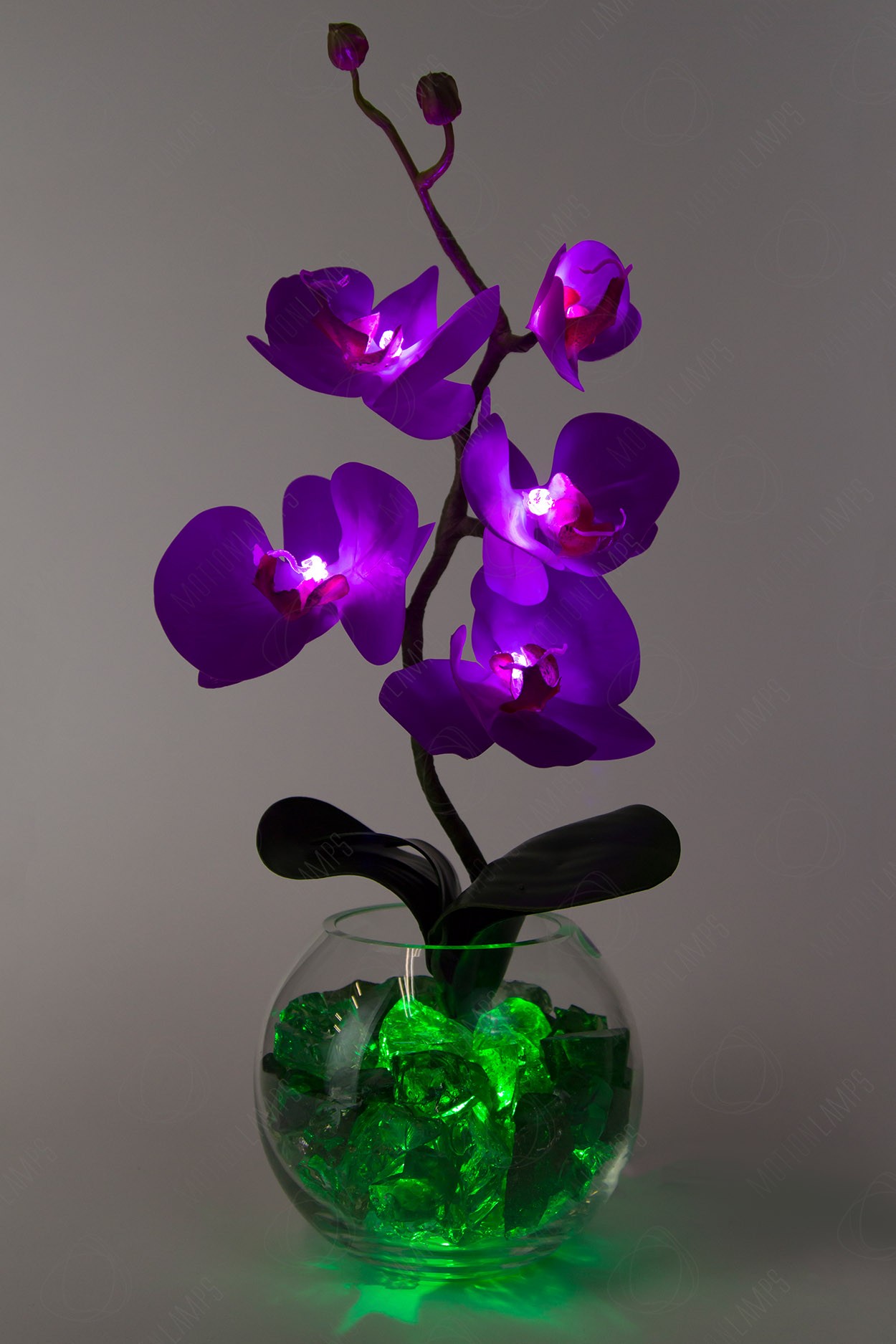Светильник Орхидея фиолетовый(зел) 5 цветков в Санкт-Петербурге