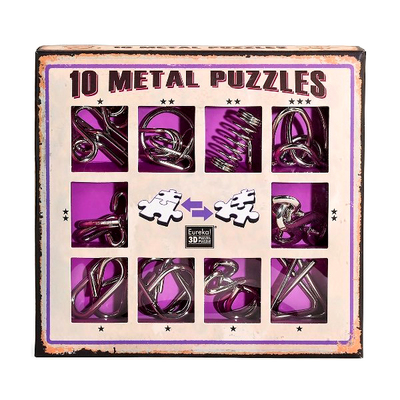 Набор металлических головоломок"Eureka! 3D Puzzle", 10 шт, цвет фиолетовый в Санкт-Петербурге