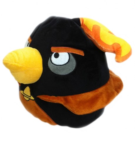 Мягкая игрушка Angry Birds чёрная птица Black Firebomb bird 25 см АВВК10